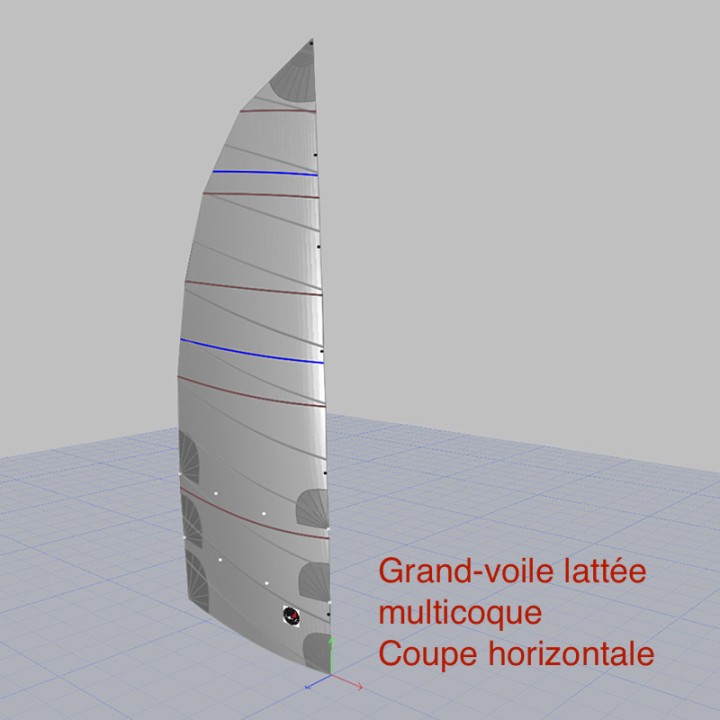 Grand-voile lattée multicoque coupe horizontale